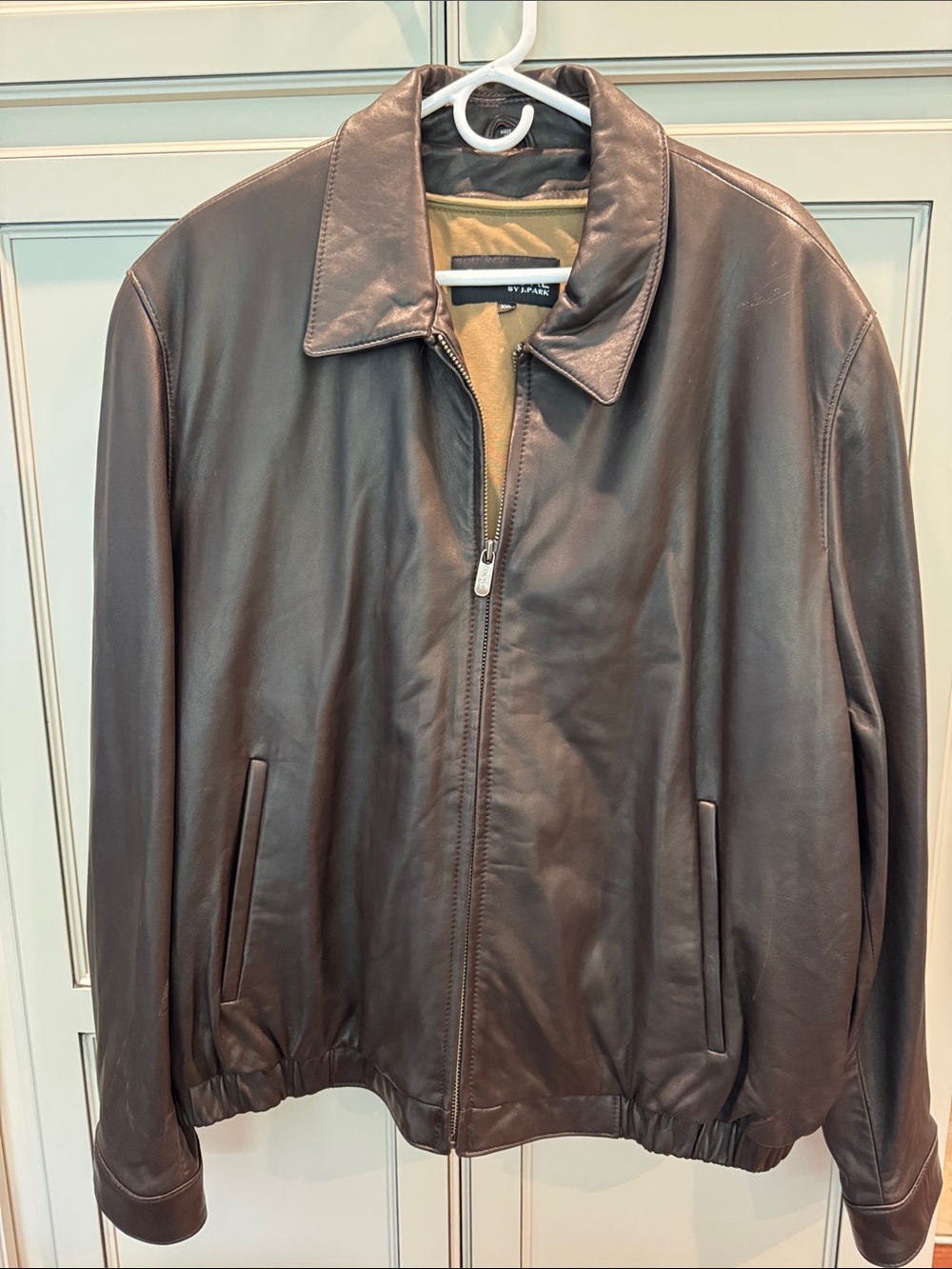 Men's Dark Brown Leather Bomber Jacket